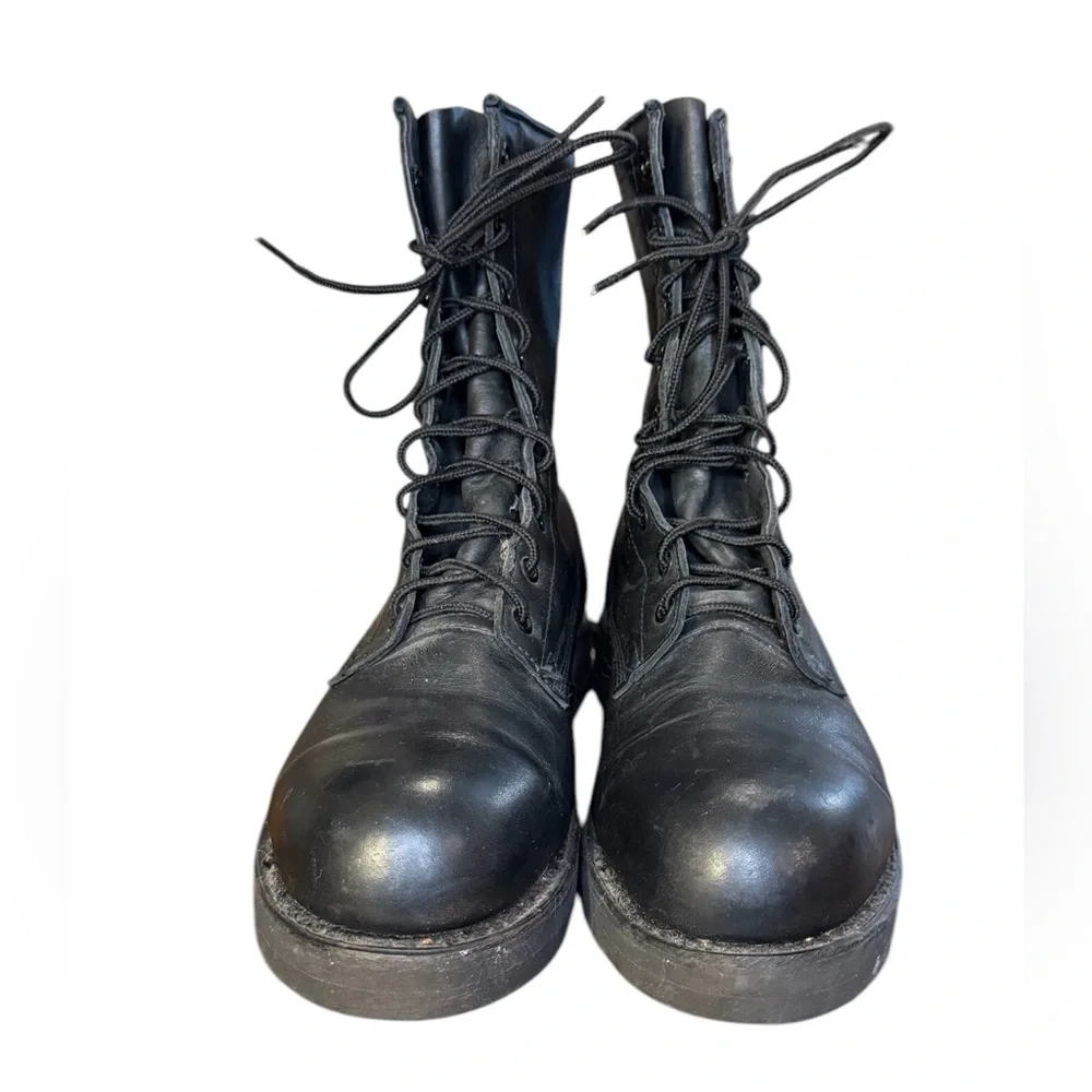 Addison Shoe Company Vintage Black Leather Steel Toe Boots Men’s 8.5 Women’s 10